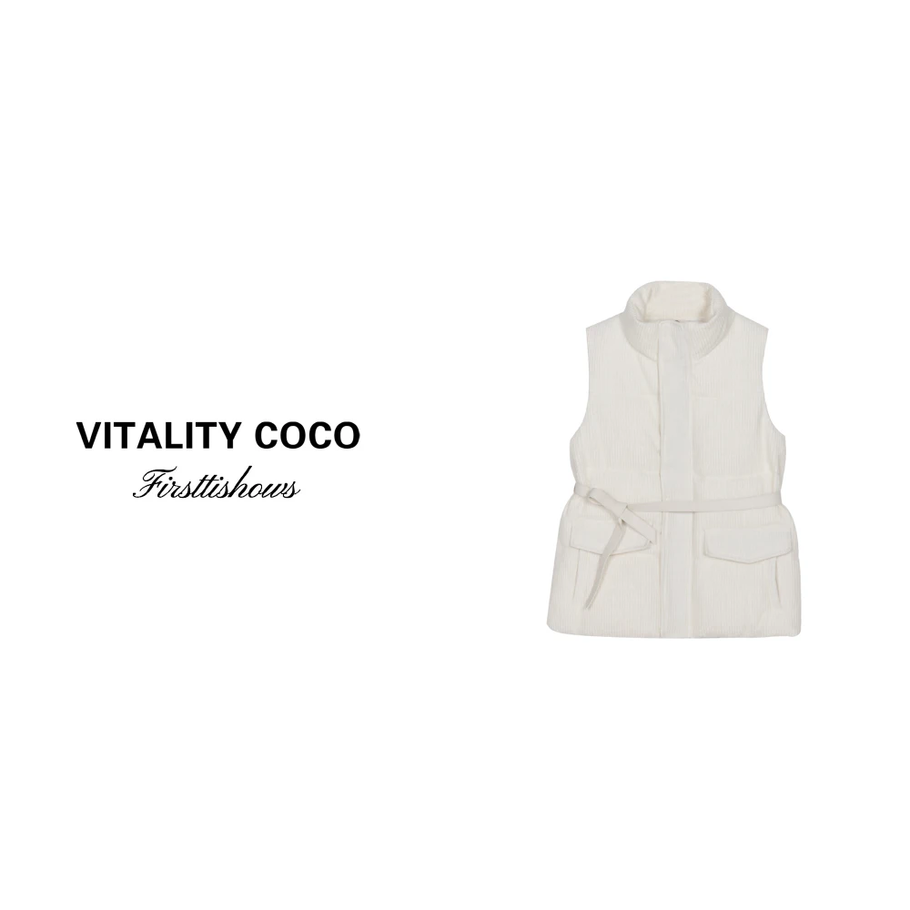 「VITALITY COCO」24冬季秋冬上新卖立领奶白色羊绒马甲羽绒服1451