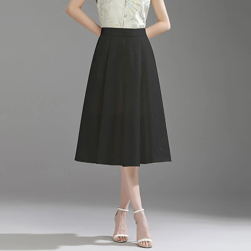 新中式国风提花半身裙女夏季2025新品亲肤透气中长裙遮肚子A字裙