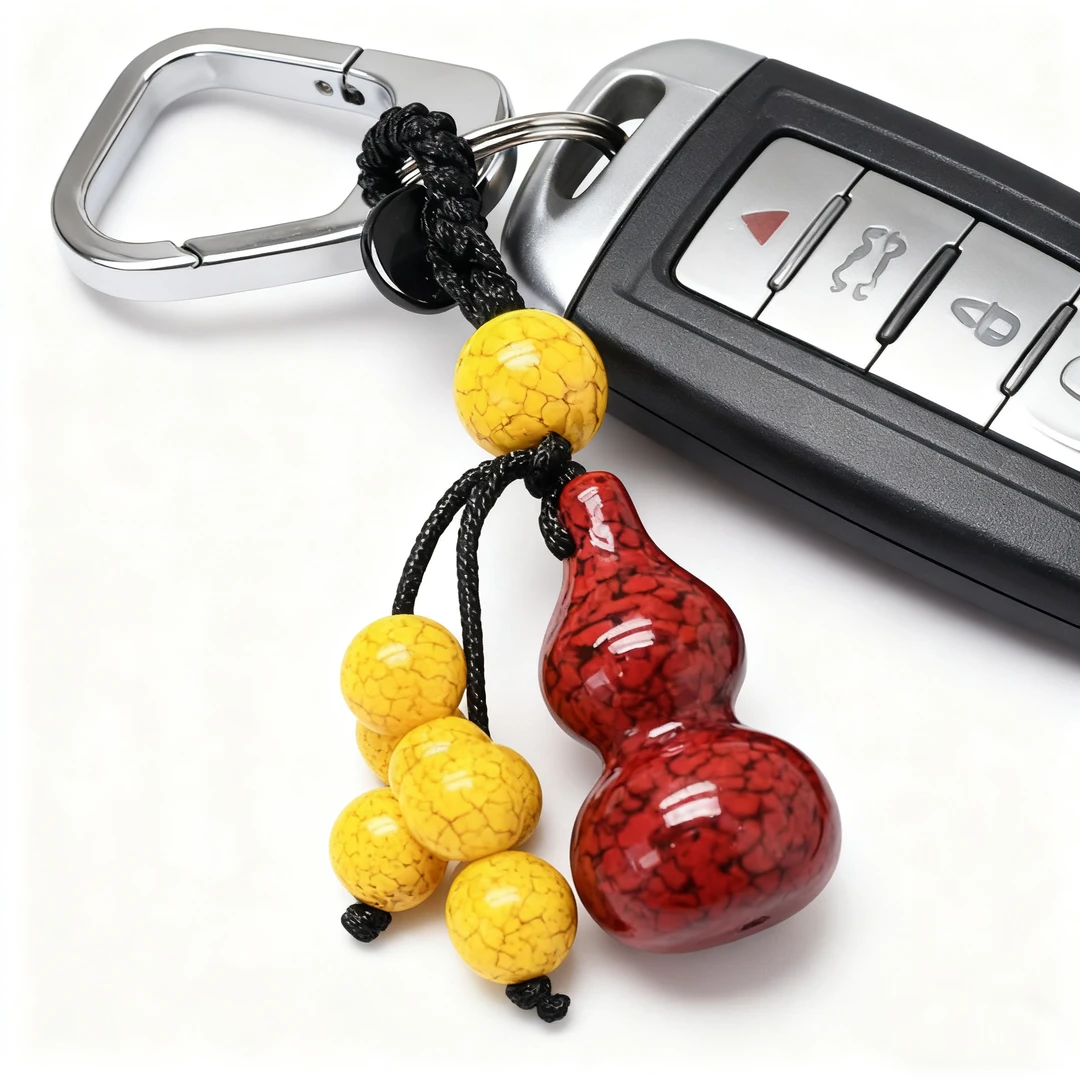 含辰砂工艺品晶体朱砂小葫芦钥匙扣