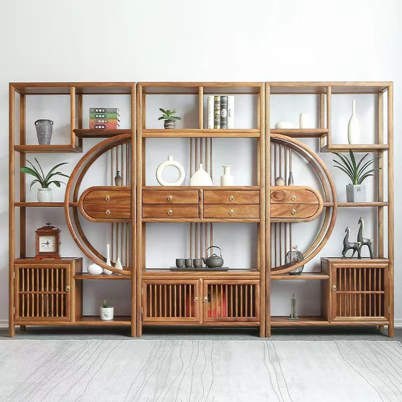 圆梦实木博古架摆件架置物架书架酒架收纳办公室客厅2025隔断屏风