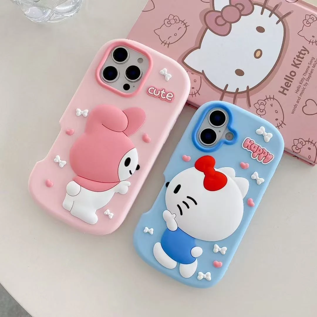 苹果|可爱卡通美乐蒂KT猫适用iPhone17p立体闺蜜手机硅胶保护壳