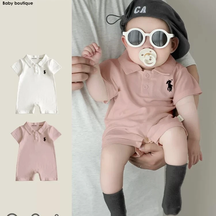 婴儿夏季薄款连体衣男女宝宝时尚休闲哈衣夏装爬服外出服