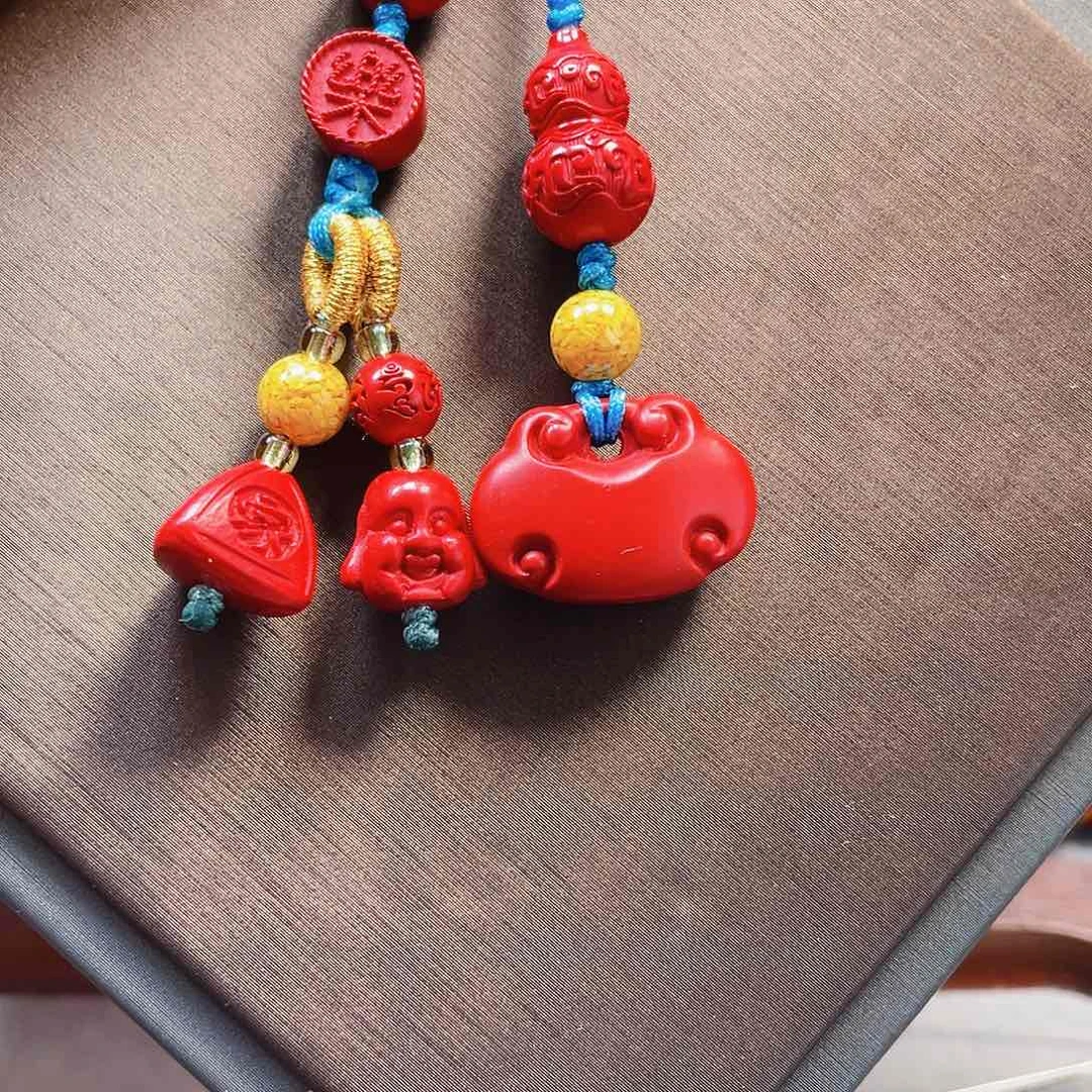 天然辰砂平安喜乐葫芦如意手机坠