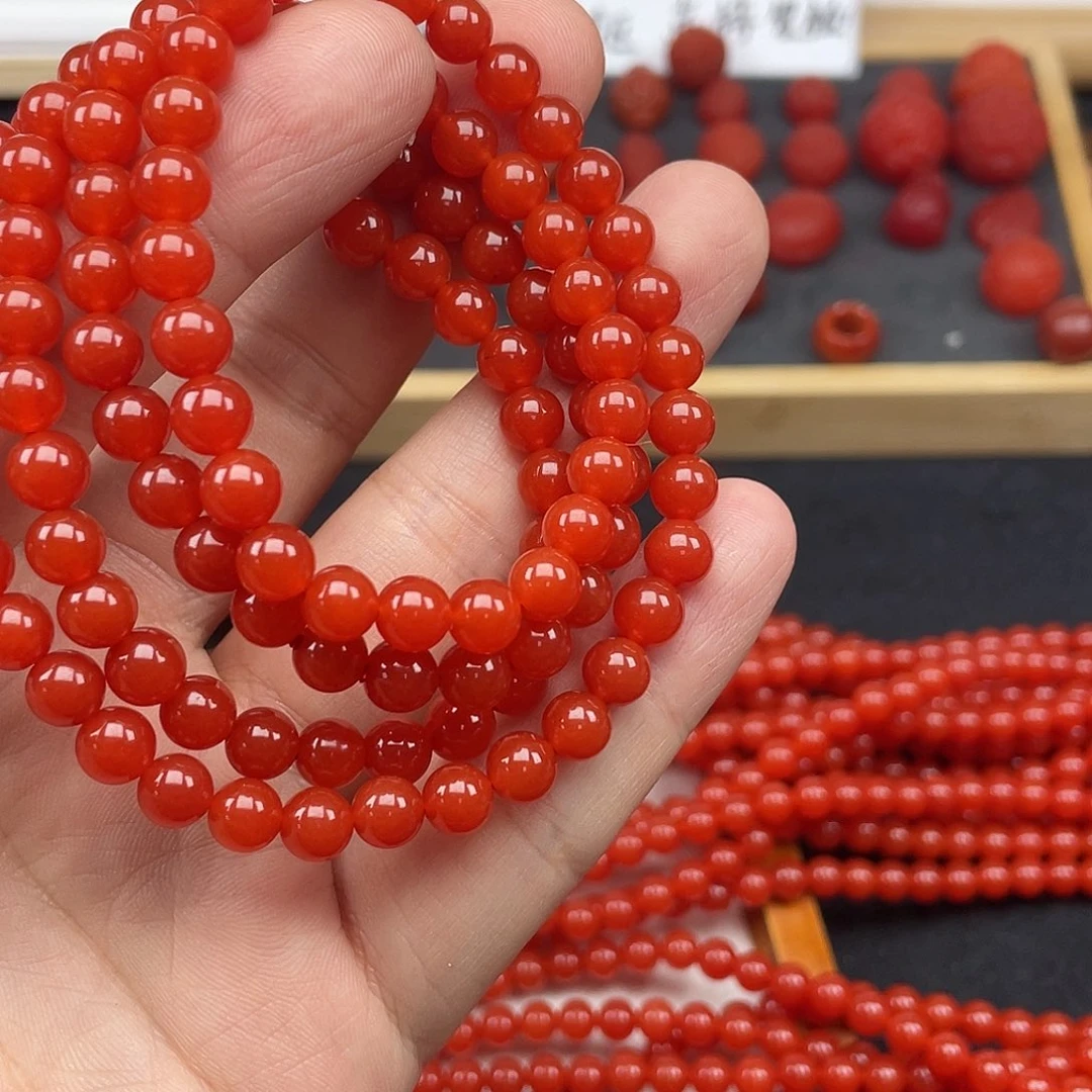 南红玛瑙11号保山锦红卡6长链未镶嵌