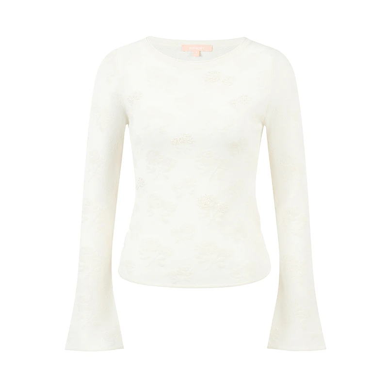 【绢丝玫瑰衫】羊毛提花针织打底衫含桑蚕丝DOUBLOVE贝爱25春新款