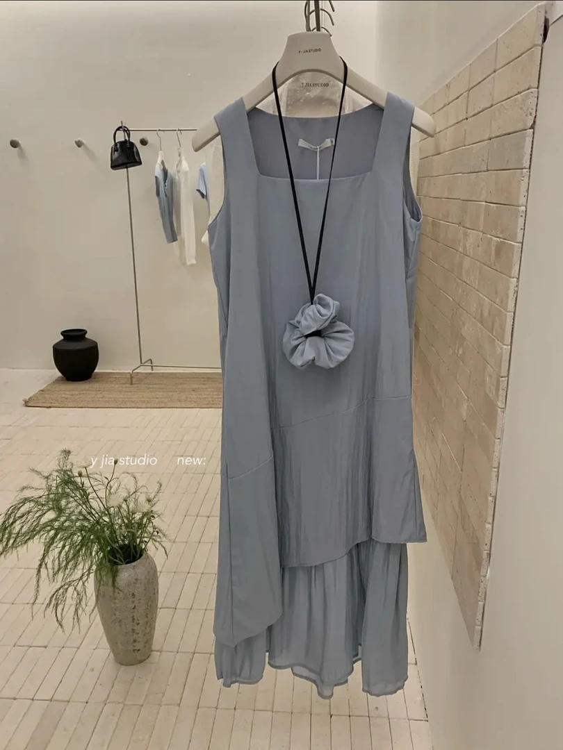 母亲节妈妈装五一旅游出街衣服Y.JIA伊嘉夏季清冷感下摆拼接显瘦i