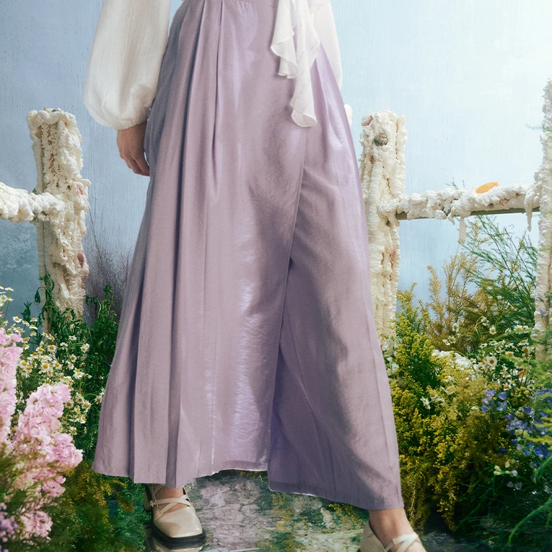 两三事简约宽松高腰阔腿休闲裤女S24XKZ001