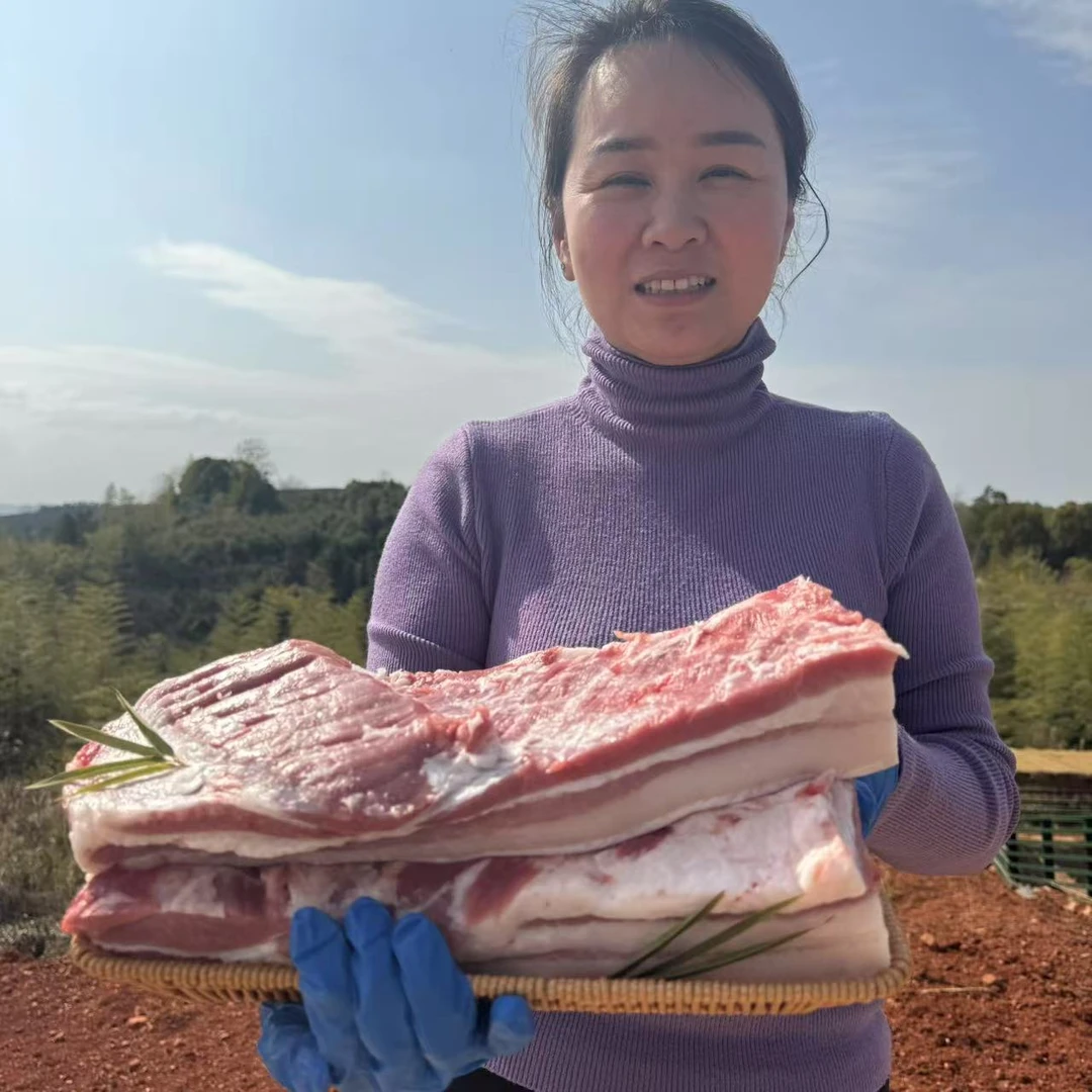 【五花肉】咸宁跑山猪五花肉三层生鲜土猪肉当天速冻顺丰现杀土猪肉