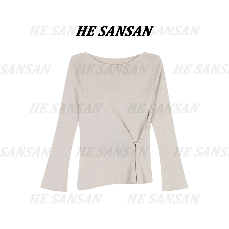 【SANSAN】气质法式百搭不规则设计款轻奢时尚套头休闲上衣DY-90215