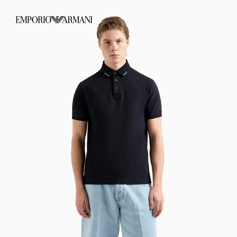 TC-EMPORIO ARMANI/男士纯棉三粒扣商务短袖翻领休闲Polo衫
