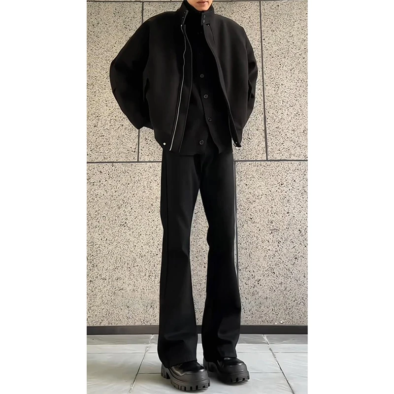 cleanfit黑色弯刀牛仔裤男款直筒痞帅高级感裤子美式高街微辣喇裤