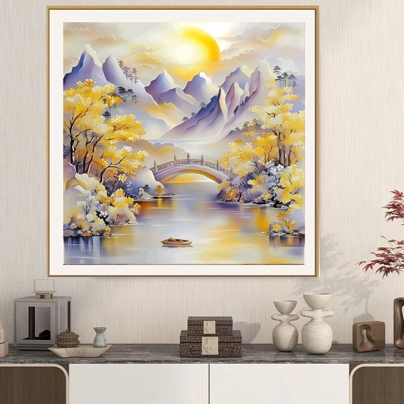 已买版权聚鑫图日照金山十字绣自己手工绣2025年定制满绣好运山水