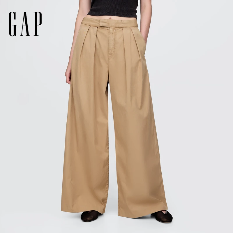 女装2025春季新款压褶阔腿长裤简约百搭多色休闲裤美版745876