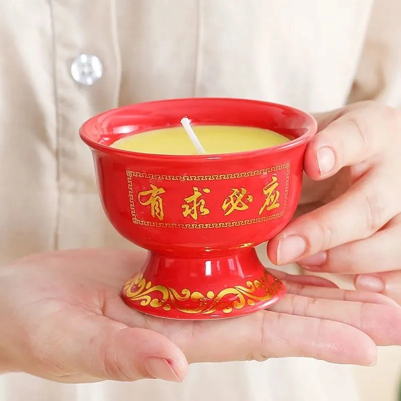 香薰酥油蜡烛家用无烟酥油灯喜庆拜神供佛过年春节红蜡烛无味