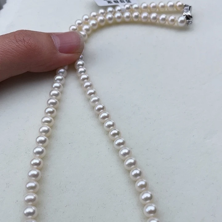 淡水珍珠颈饰银S925镶嵌卡5极光炫彩高品