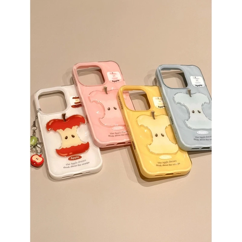 ins风高级感立体苹果核褶皱适用苹果16pro手机壳创意iPhone15女14