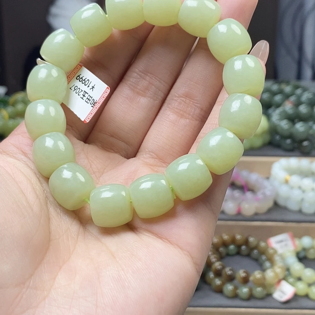 和田玉未镶嵌手链若羌黄口14m直切