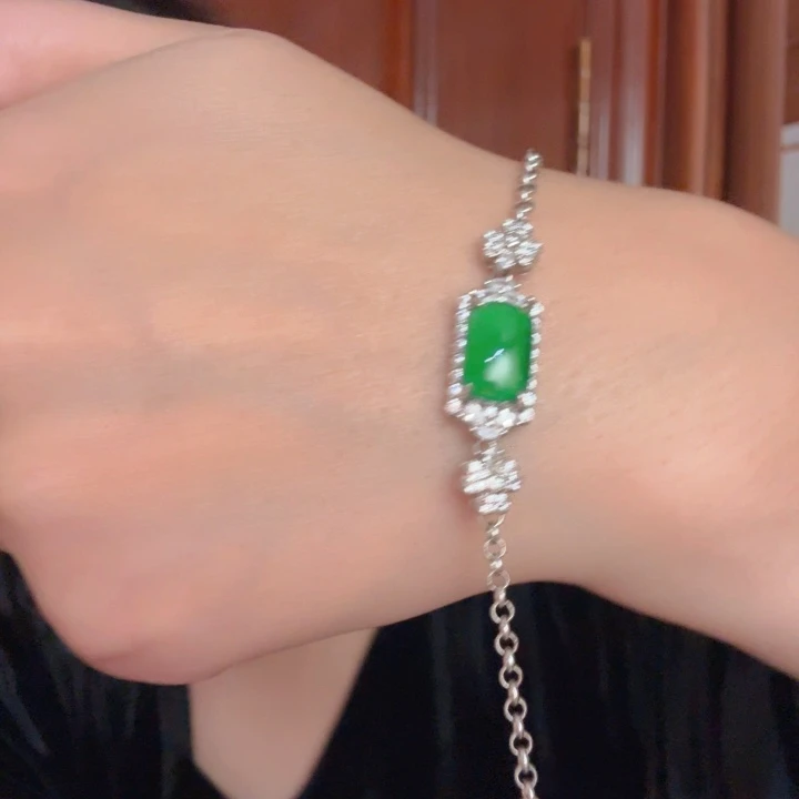 翡翠银S925镶嵌吊坠(不含链)手链