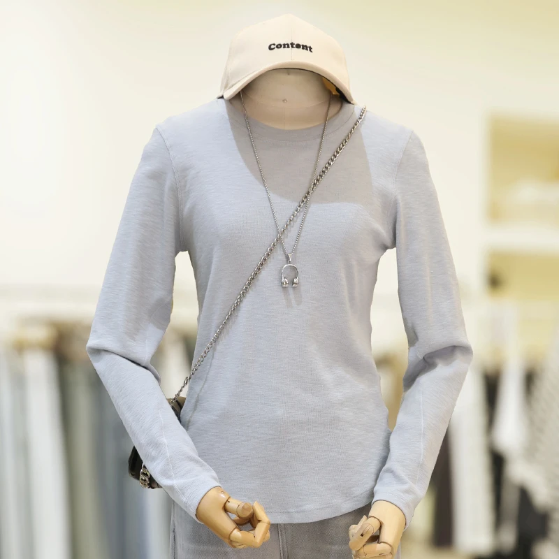 zaw大码长袖T恤宽松打底衫女款爆款2025新款胖mm遮肚子上衣/25103