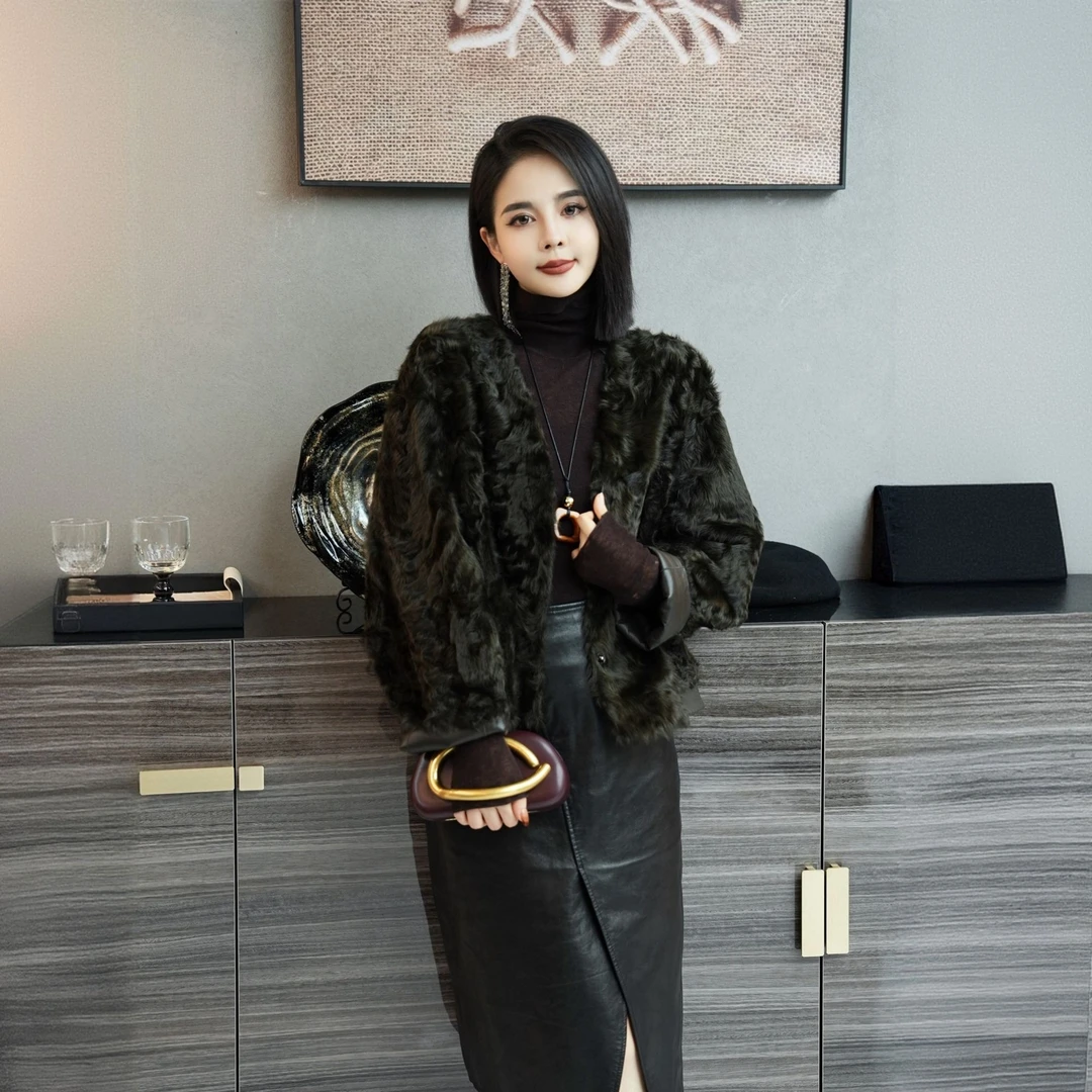 POPULARYW【山山寒色】Z·R上品屋 奢暖舒适小湖羊皮毛一体皮草外套