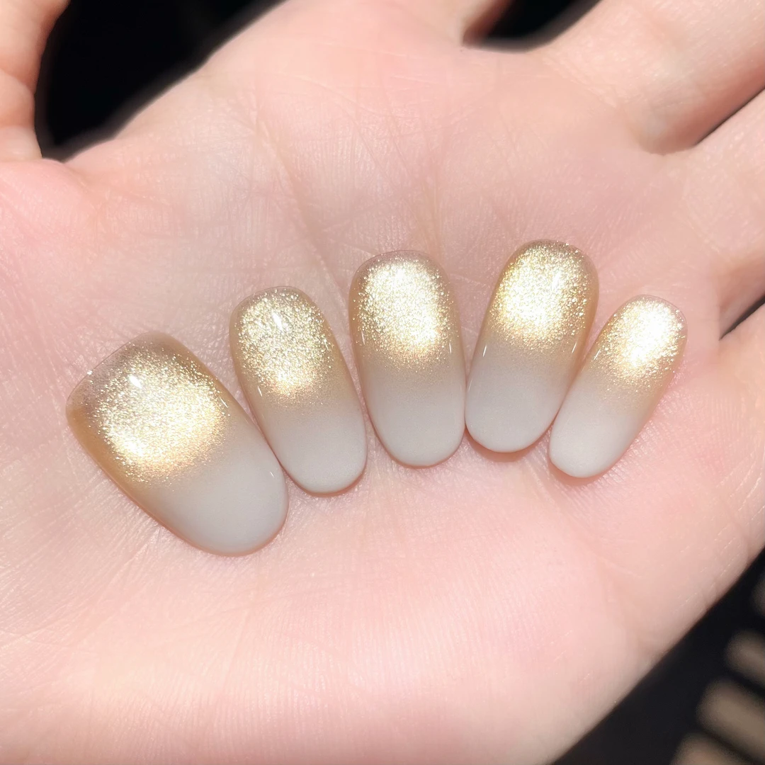 【斯悦专属】浅瑾-纯手工穿戴甲-乳白渐变日常美甲贴片气质时尚