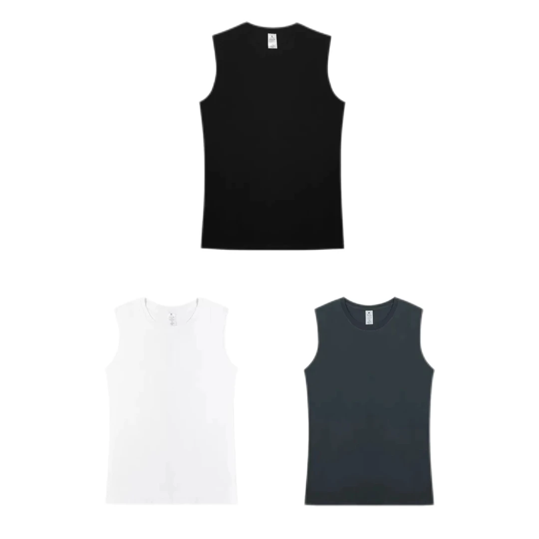 不漏胸不透美式纯棉吸湿排汗运动纯色无袖T恤坎肩男士运动背心