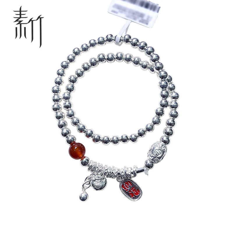 素竹足银999白银成品手串16.92克节日礼物招财纳福