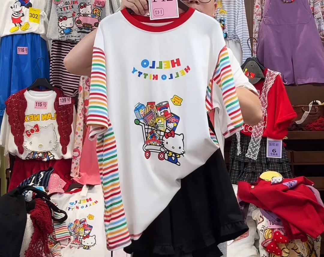 新款时尚条纹短袖T夏季