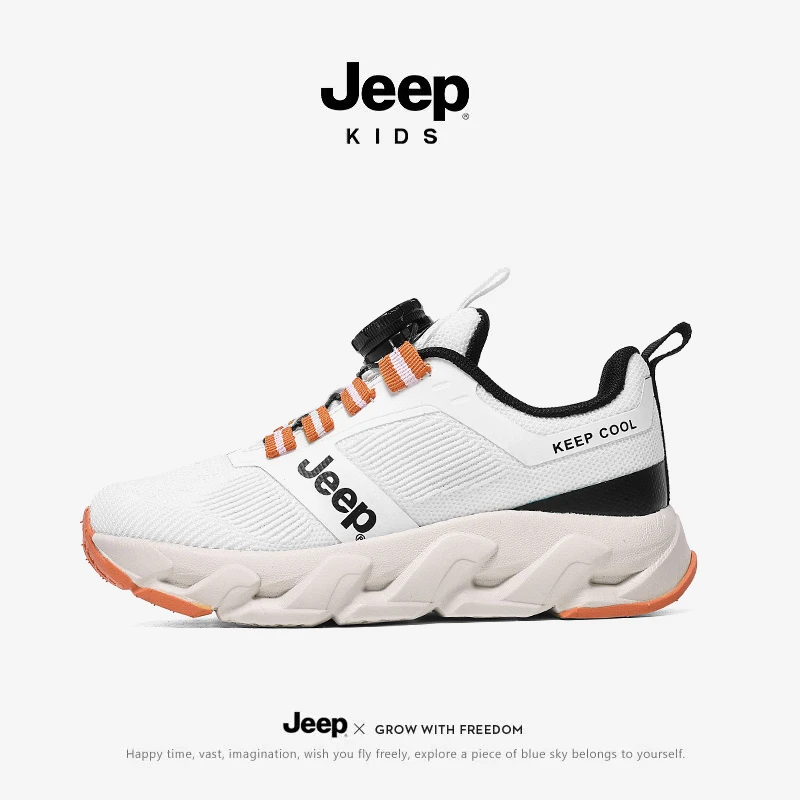 jeep儿童运动鞋男童秋冬透气轻便跑步鞋2025新款中大童飞织网面鞋