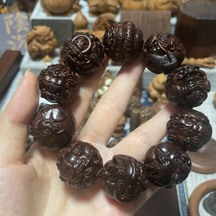 爱***活手串/手链黄花梨/降香黄檀龙生九子2.5手工高货保真海黄