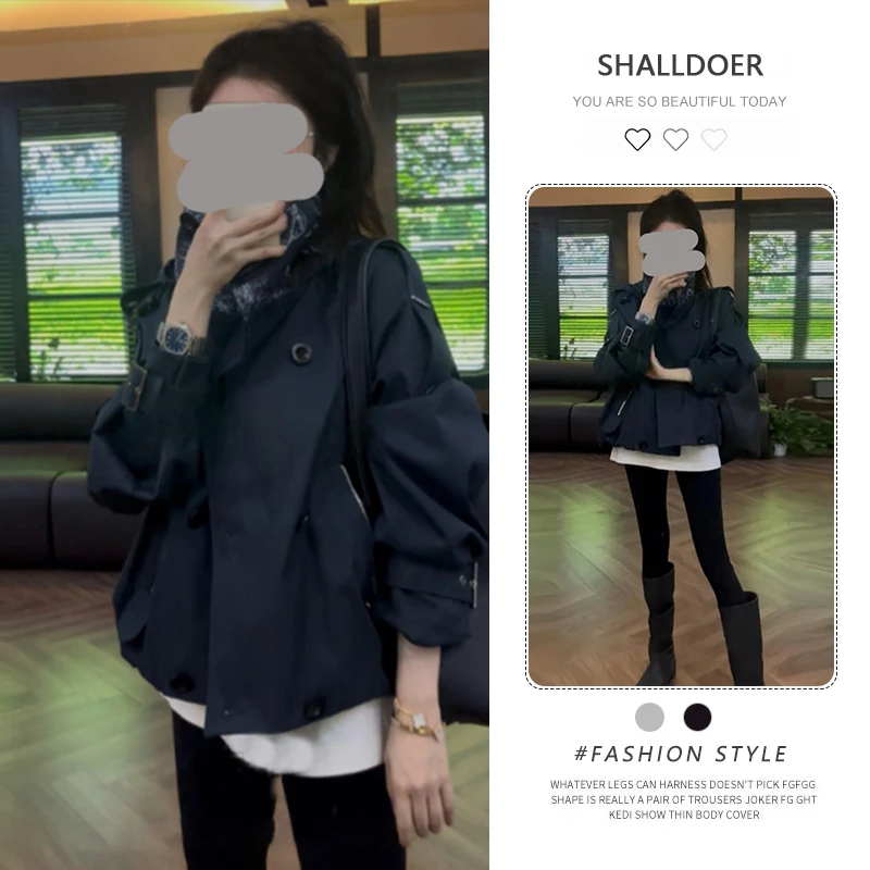 韩版时尚高级感工装风衣女2025年早秋新款小个子洋气休闲复古外套