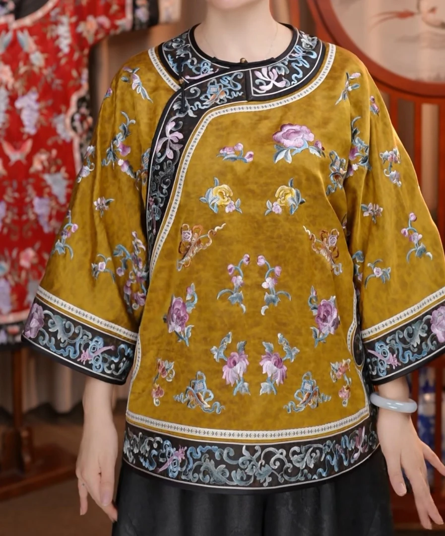 【20217】重缎香云纱满绣手推绣如意姐姐服上衣