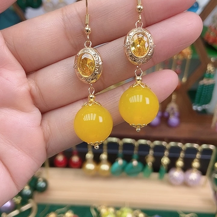 玛瑙/玉髓合金耳饰