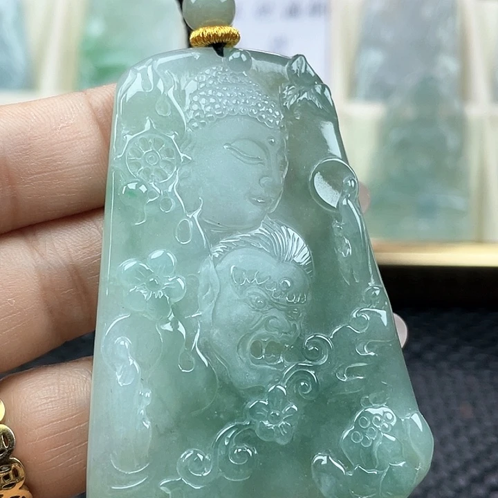 颈饰未镶嵌翡翠天然翡翠佛魔一念