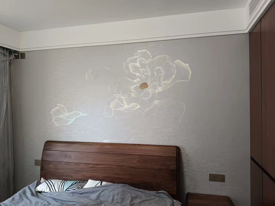 新中式刺绣背景墙国色天香高端花鸟墙布可定制