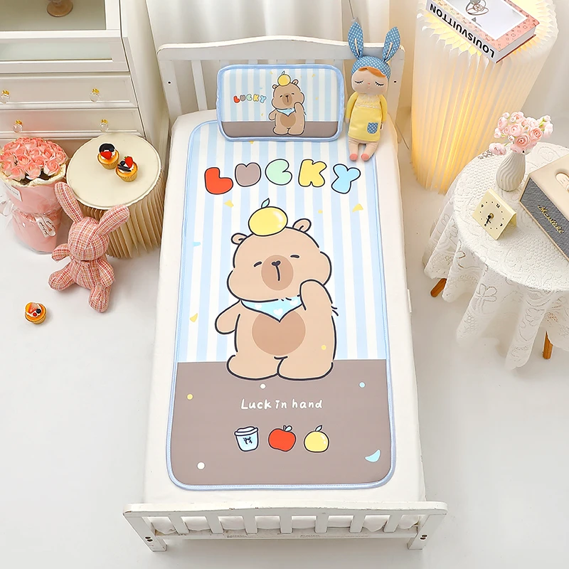 幼儿园夏天凉席夏被三件套儿童可爱卡通透气冰丝席软凉席子可水洗