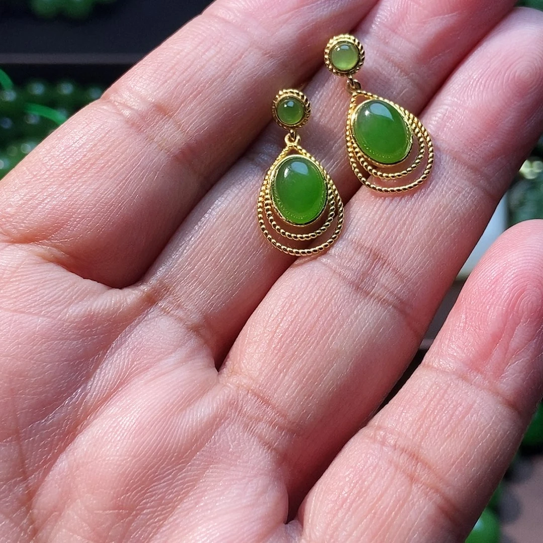 和田玉（碧玉）银S925镶嵌手串