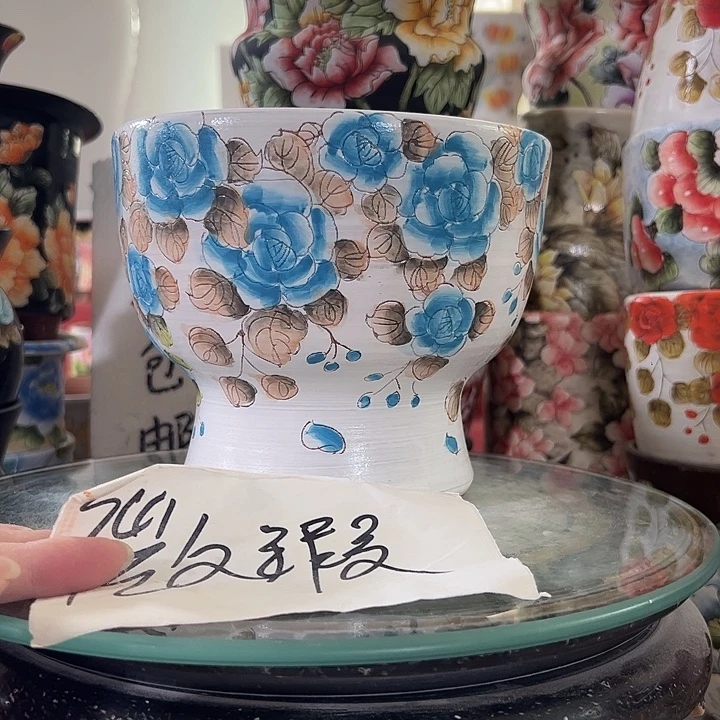 景德镇幸运花盆手绘韩式花盆