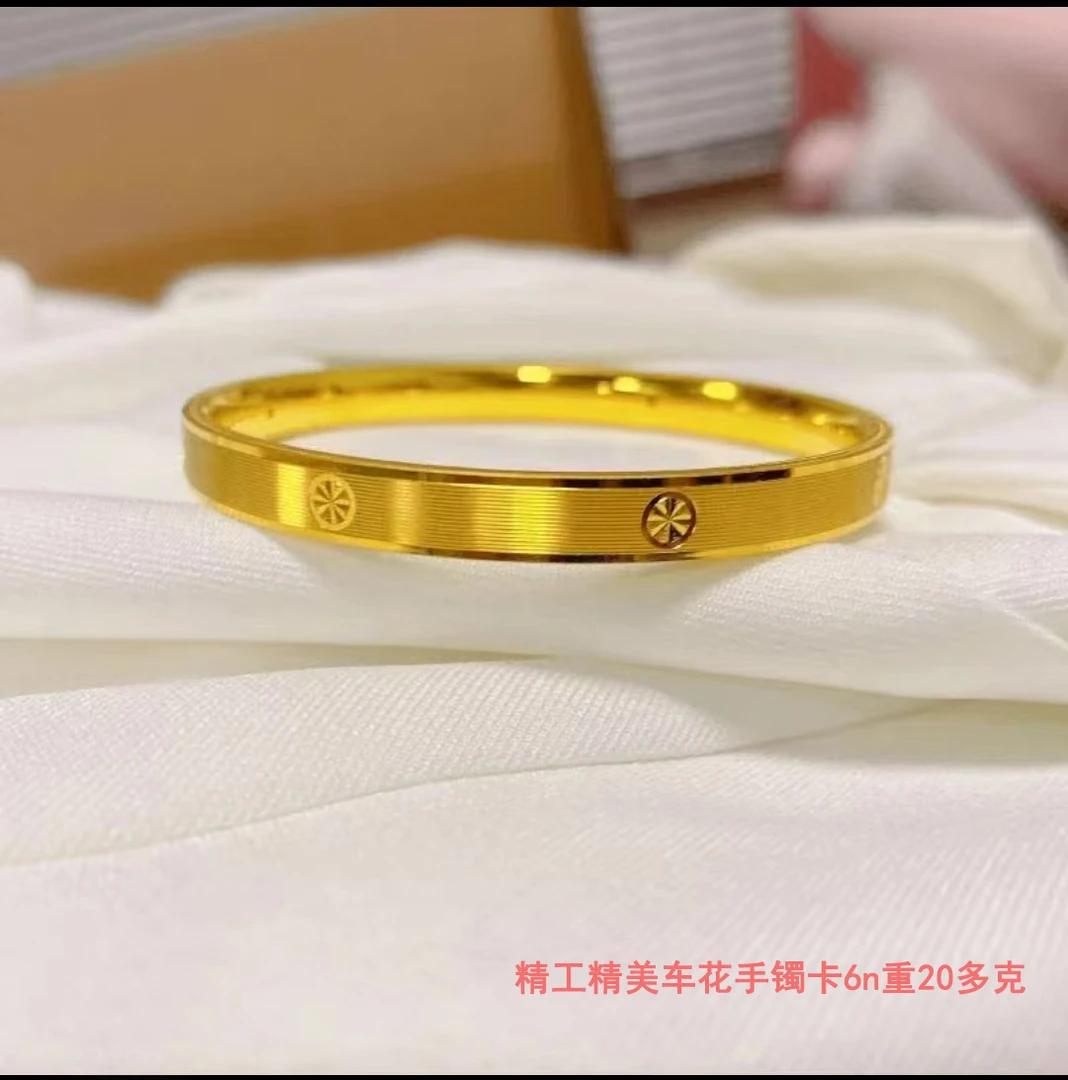 合金手镯 【车花光面手镯】精工时尚百搭气质金色精致轻奢女款精美