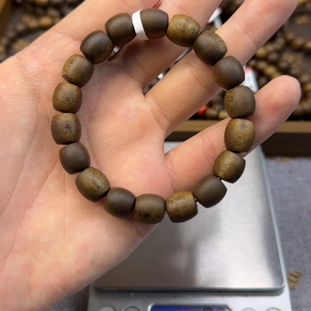 沉香手串10鼓珠海南乌身圆叶99沉
