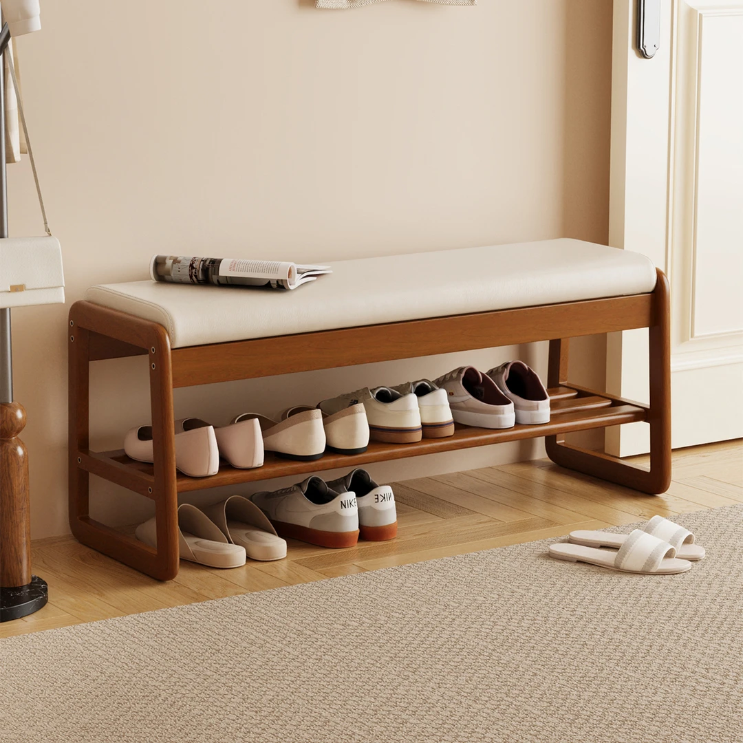 实木换鞋凳家用轻奢门口入户穿鞋凳鞋柜一体可坐式鞋架进门长条凳