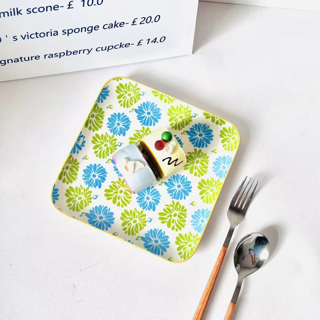 高颜值陶瓷餐盘INS风家用餐具家用可爱糖果色创意盘子