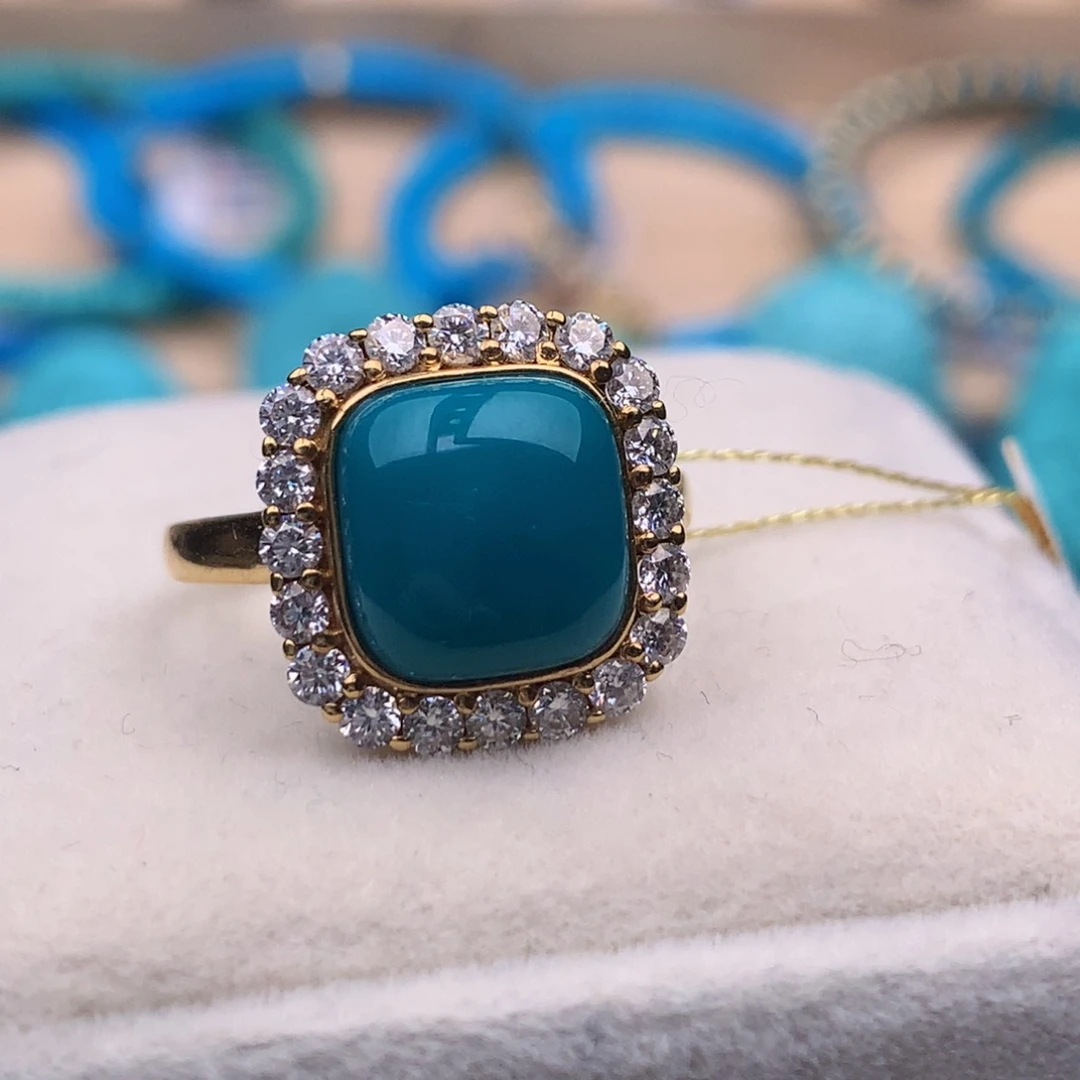 绿松石18K金镶嵌珠宝奇石