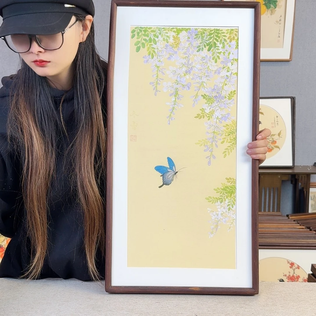 书法手绘带框尺寸： 36*69