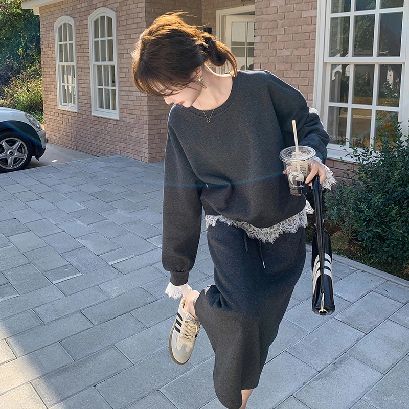 韩系慵懒风休闲卫衣套装女2025春秋新款设计感宽松ootd穿搭两件套