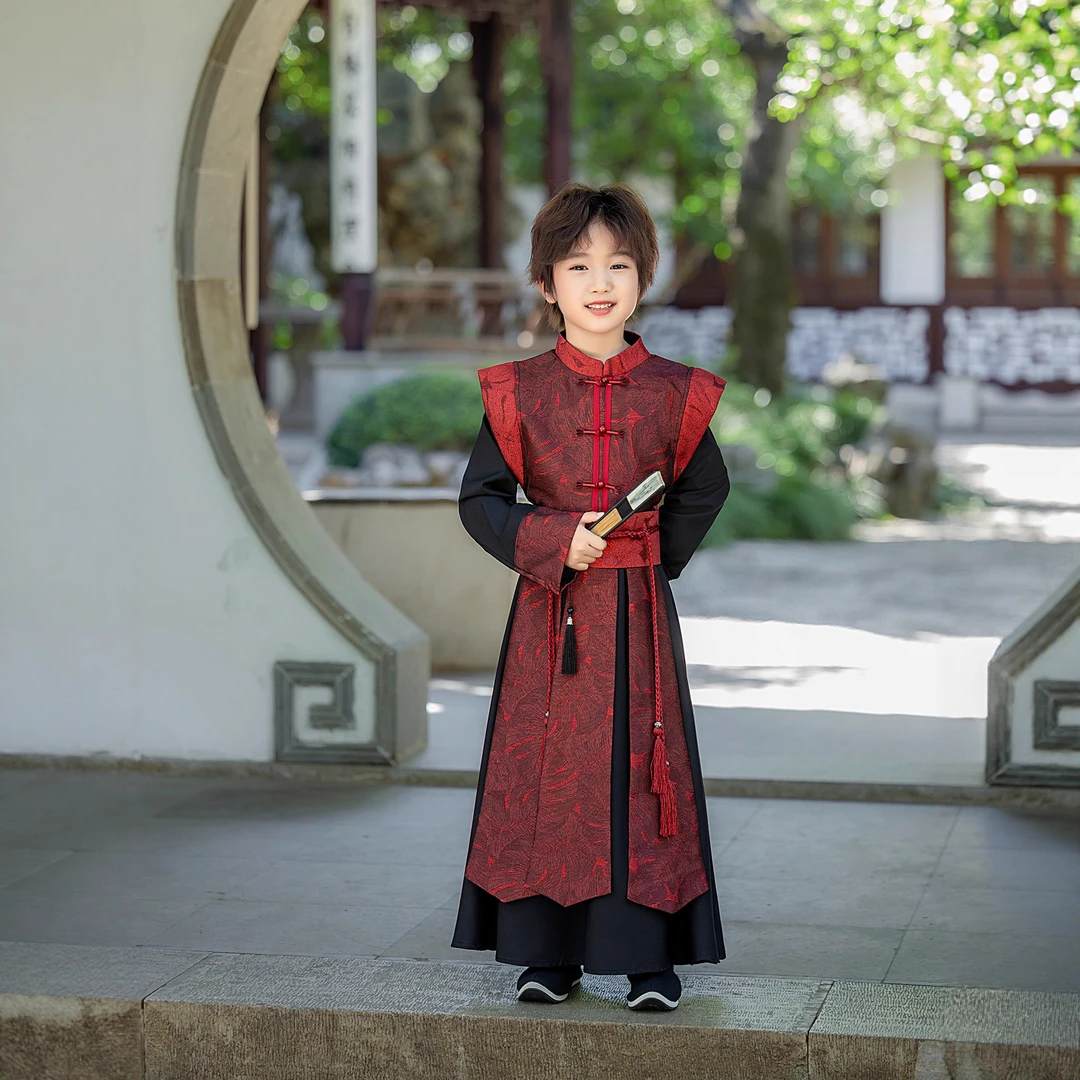 汉服男童秋季新品男孩中国风唐装幼儿园新中式武侠客国学演出批发