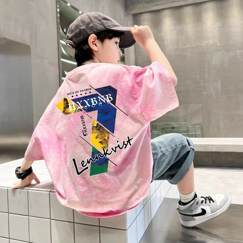 男童纯棉夏装T恤2025新款中大童夏季男孩休闲上衣帅气儿童短袖潮t