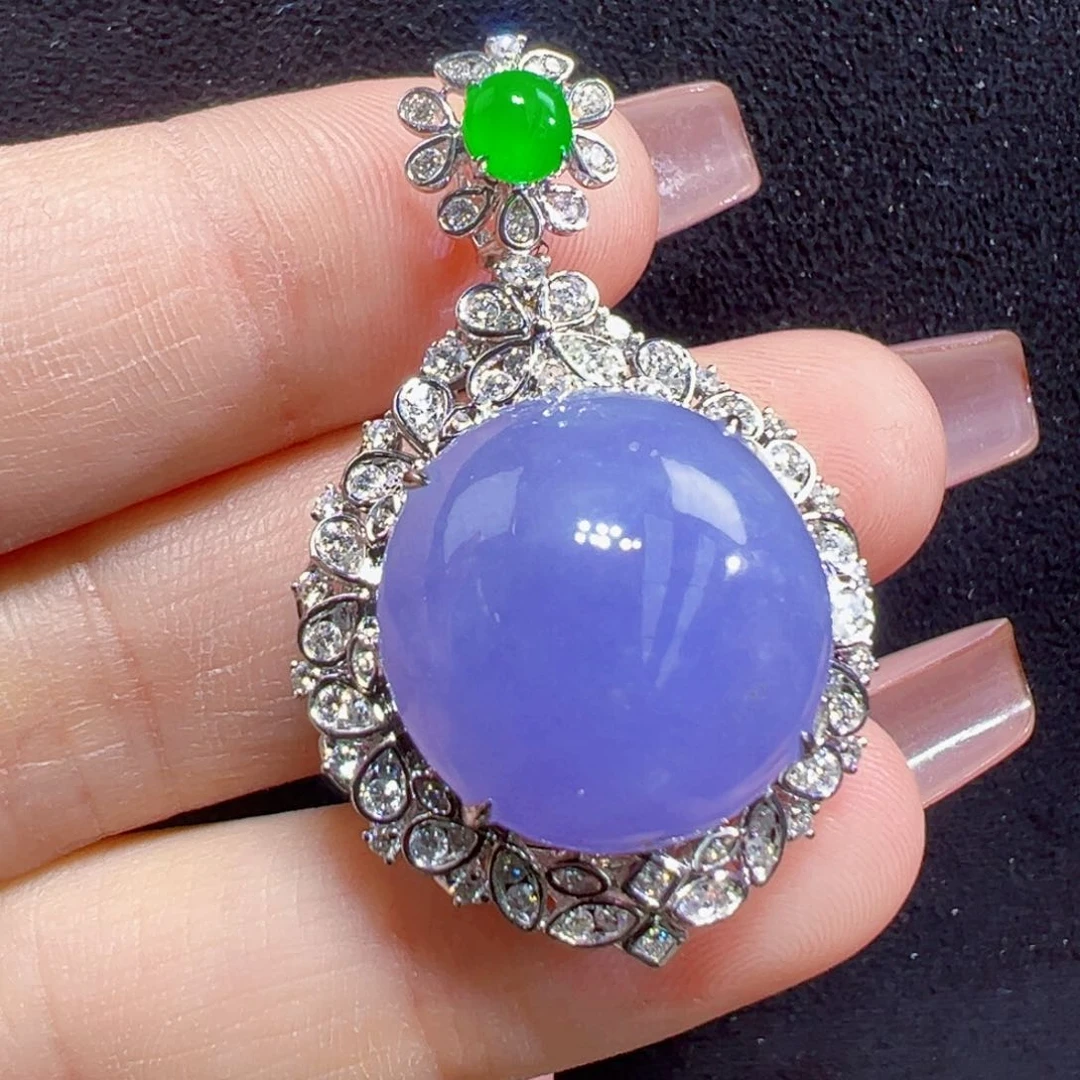 翡翠吊坠(不含链)18K金镶嵌吊坠