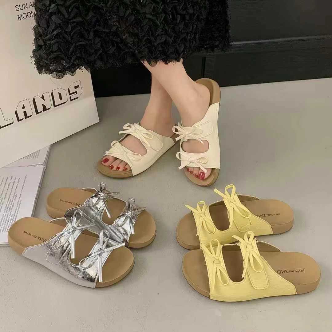 2025夏季新款百搭爆款超级舒适拖鞋蝴蝶结凉拖鞋女时尚外穿鞋3568