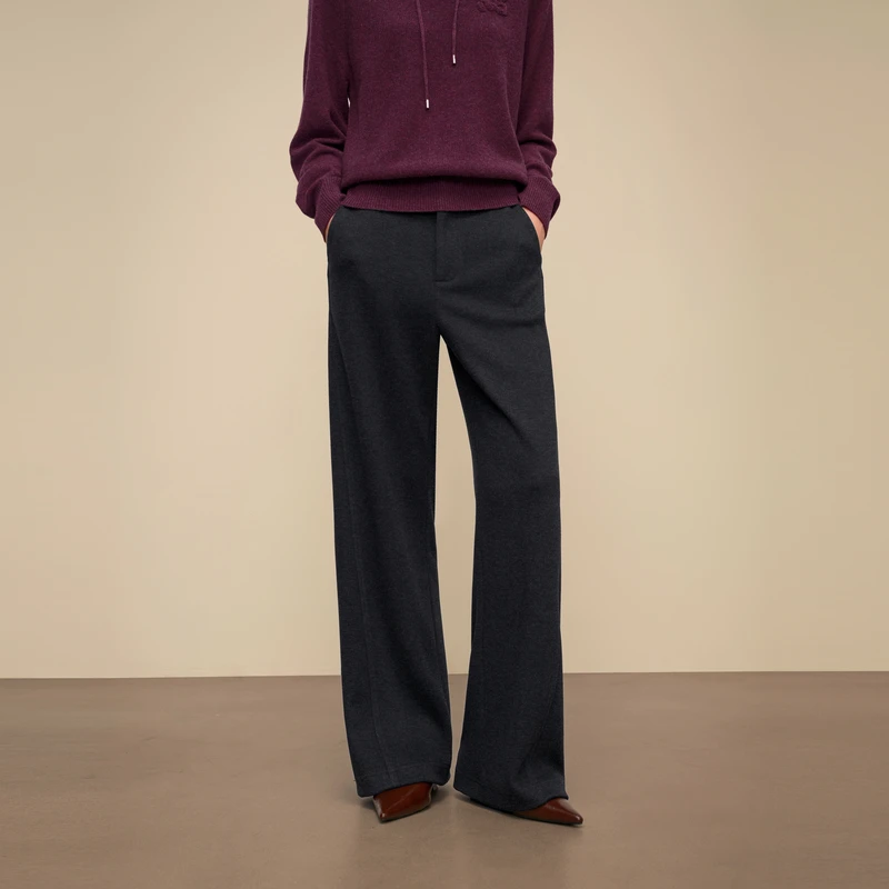 DUNNU/敦奴dunnu冬季时尚百搭高腰显瘦宽松垂感休闲裤8U512105